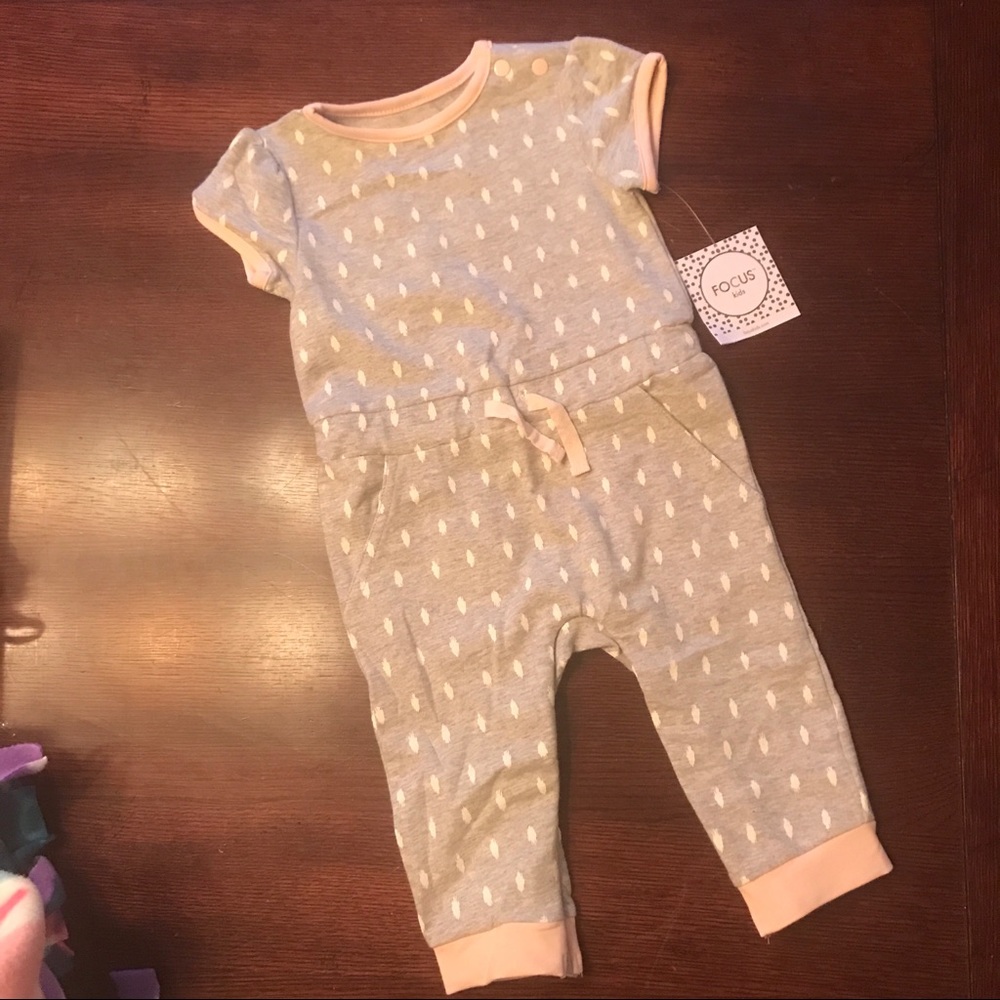 Focus Kids Pink, Gray & White Brush Stroke Romper
